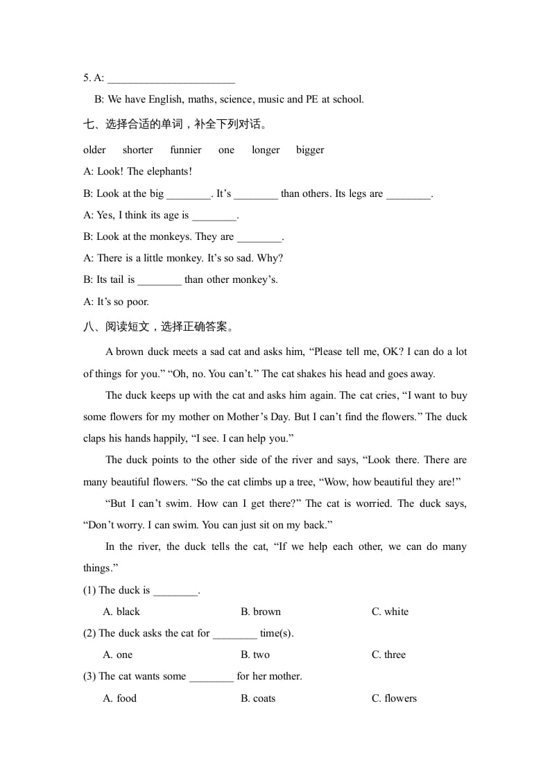 图片[3]-六年级英语上册Unit2_单元测试卷（人教版一起点）-佑学宝学科网