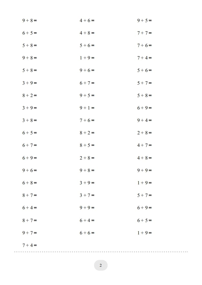 图片[2]-一年级数学上册（20以内的进位加法）1500题（人教版）-佑学宝学科网