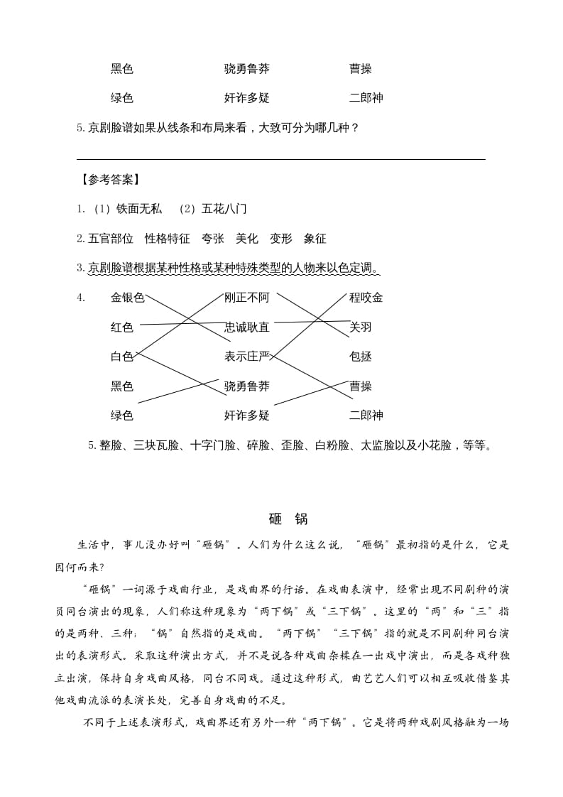 图片[2]-六年级语文上册类文阅读23京剧趣谈（部编版）-佑学宝学科网