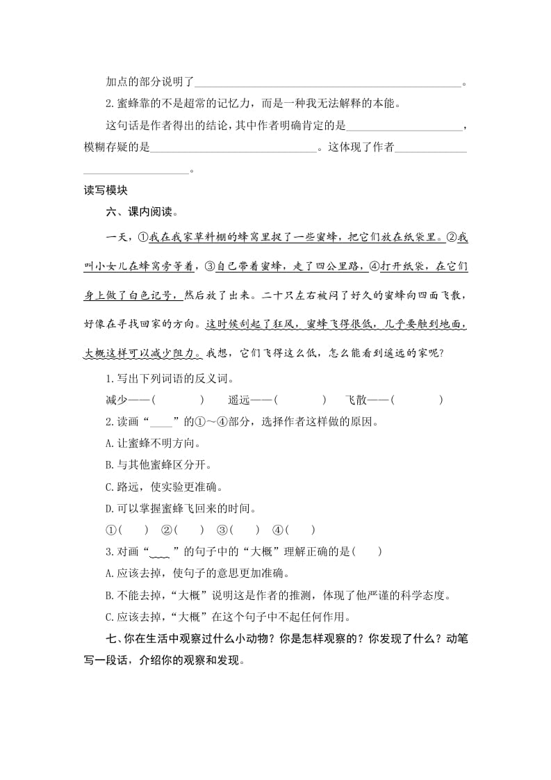 图片[2]-三年级语文下册14蜜蜂-佑学宝学科网