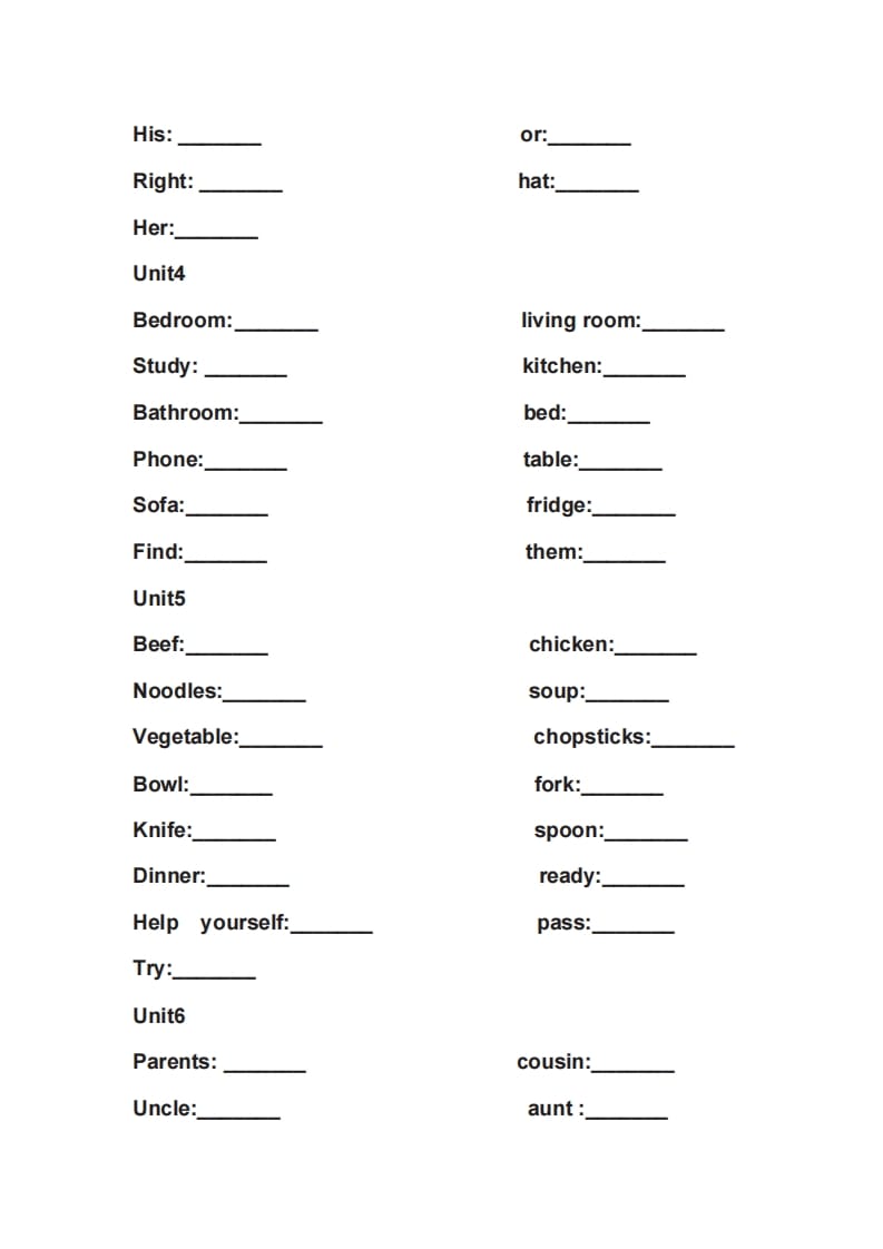 图片[2]-四年级英语上册单词表英译汉（人教PEP）-佑学宝学科网