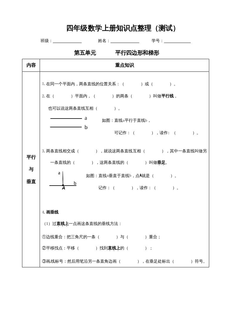 四年级数学上册【必考知识点】知识点整理（第5～6单元）（人教版）-佑学宝学科网