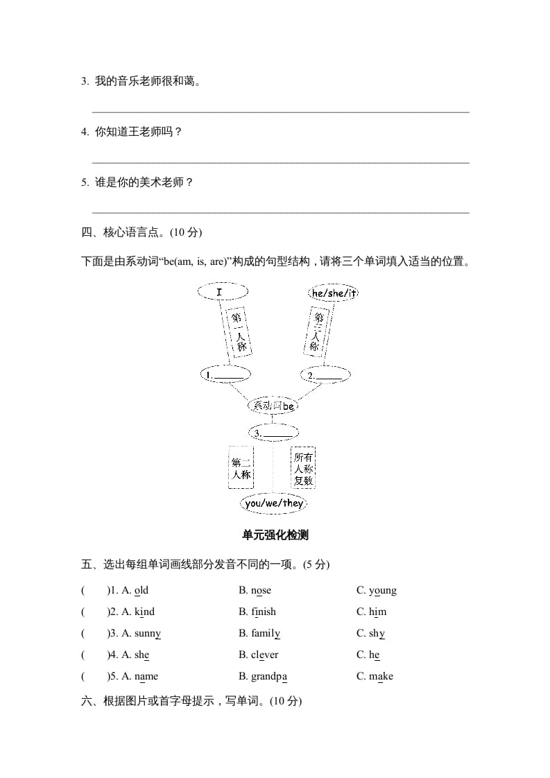 图片[2]-五年级英语上册Unit1单元知识梳理卷（人教版PEP）-佑学宝学科网