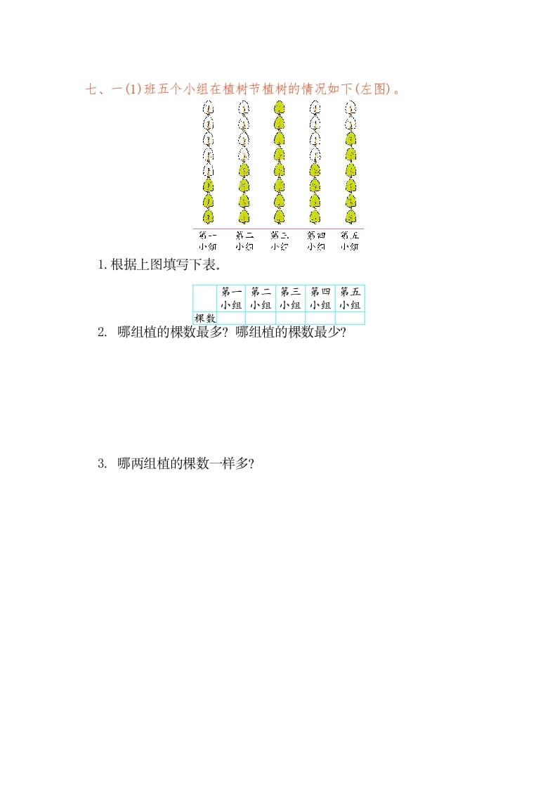 图片[3]-一年级数学下册第三单元检测卷（1）（人教版）-佑学宝学科网