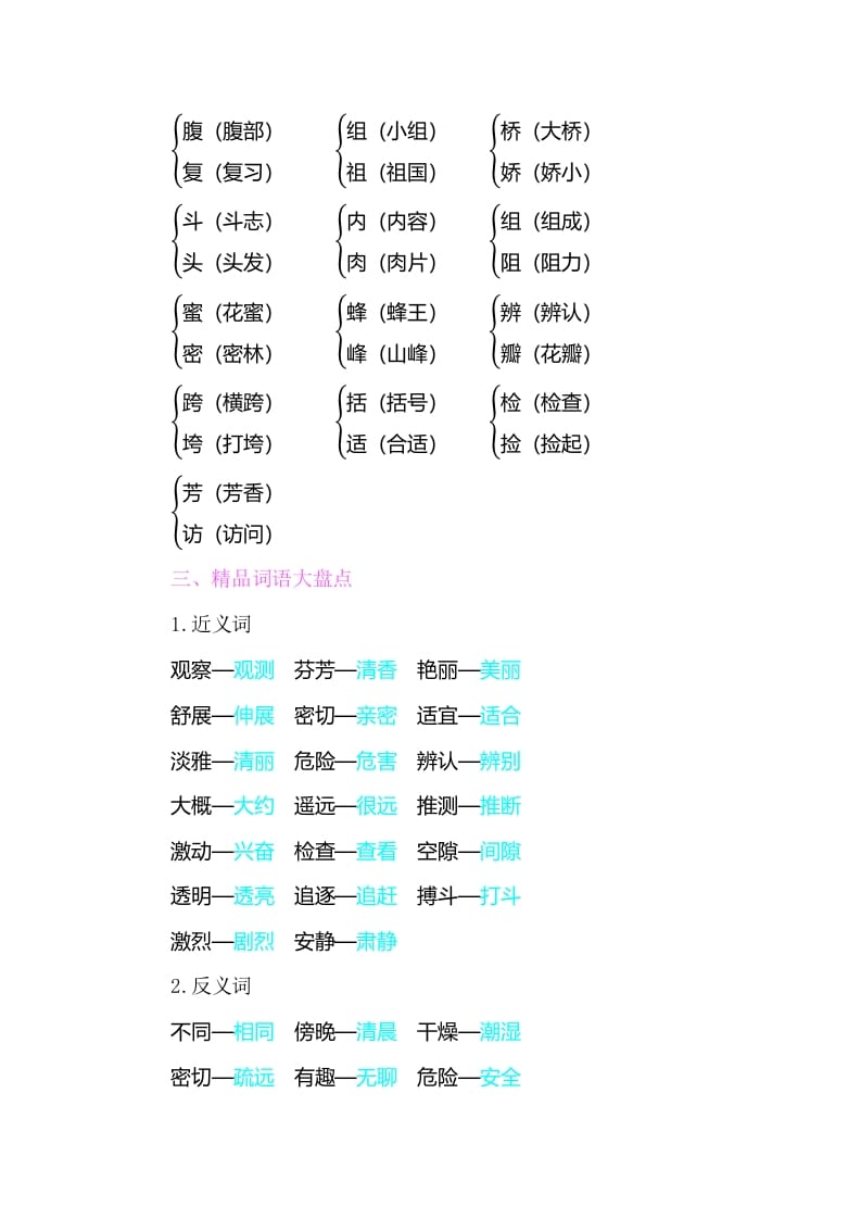 图片[2]-三年级语文下册知识小结-第四单元-佑学宝学科网