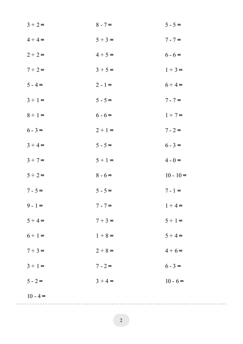 图片[2]-一年级数学上册10以内加减法2000题（人教版）-佑学宝学科网