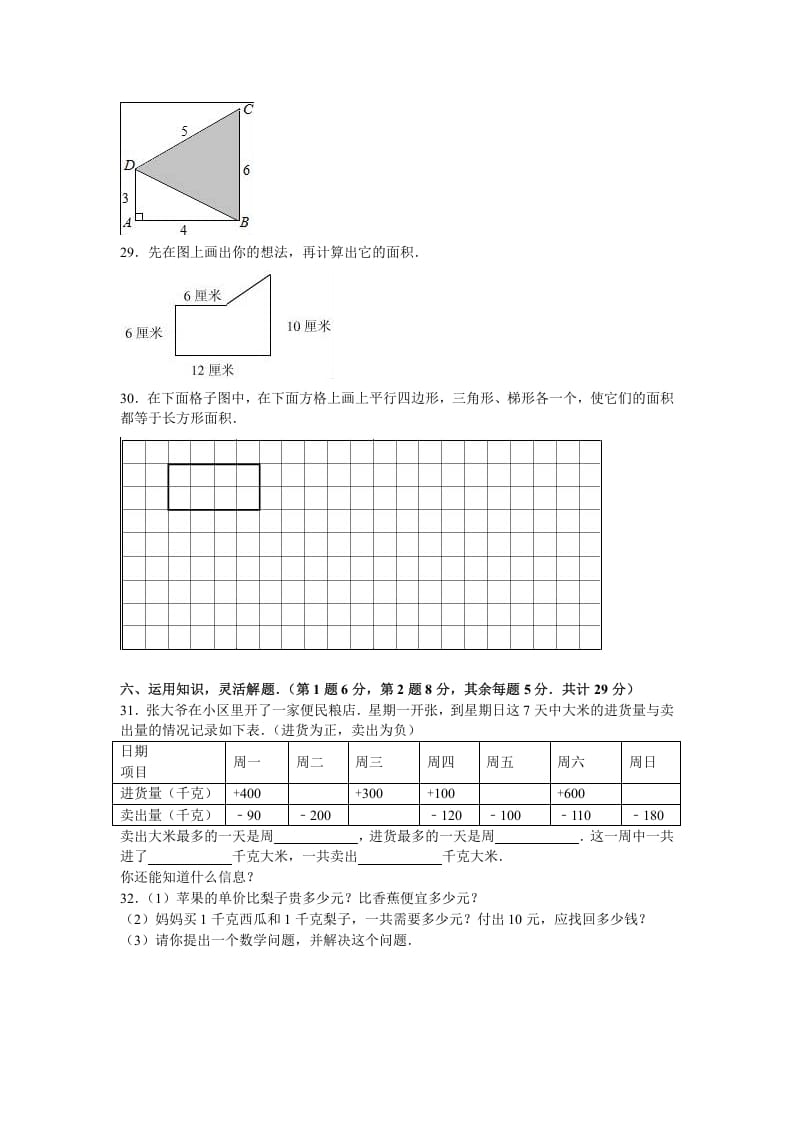 图片[3]-五年级数学下册苏教版下学期期中测试卷3-佑学宝学科网