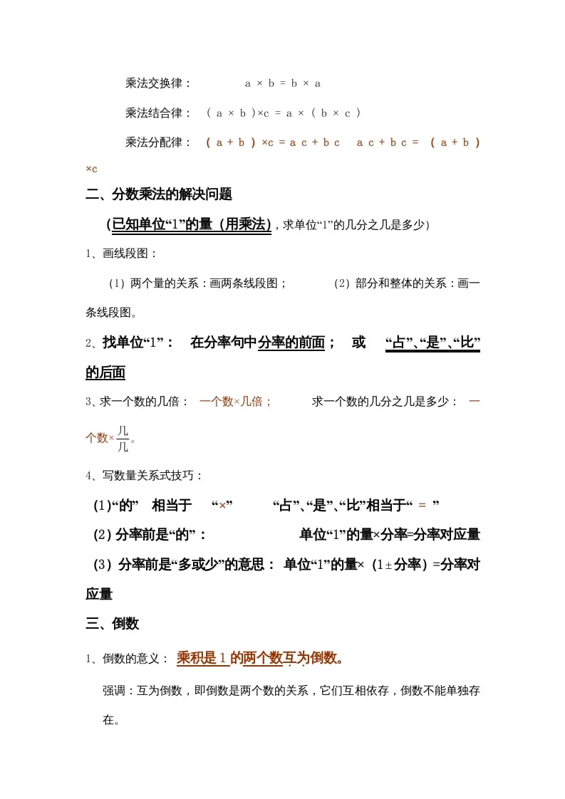 图片[2]-六年级数学上册第1单元归纳总结（人教版）-佑学宝学科网