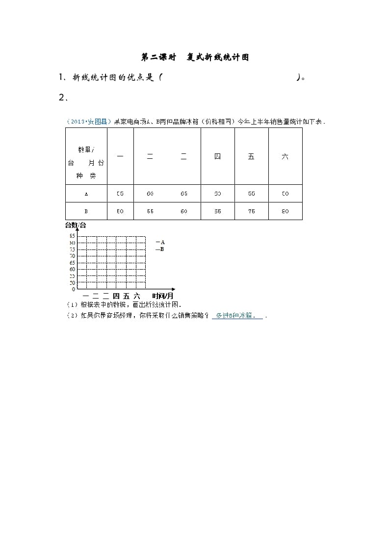 五年级数学下册8.2复式折线统计图-佑学宝学科网