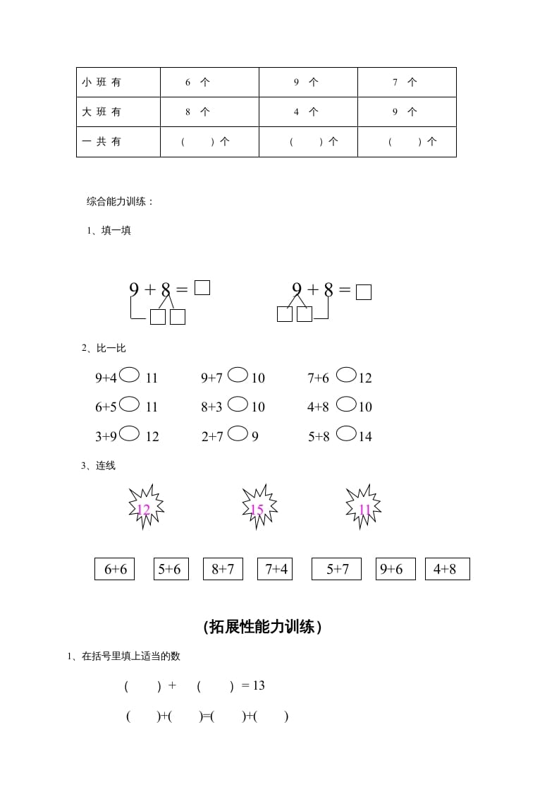 图片[2]-一年级数学上册第9单元检测卷（人教版）-佑学宝学科网