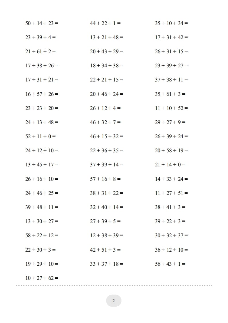 图片[2]-二年级数学上册口算题(连加)1000题（人教版）-佑学宝学科网