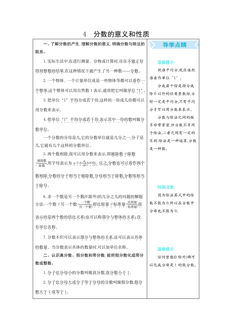 五年级数学下册4分数的意义和性质-佑学宝学科网