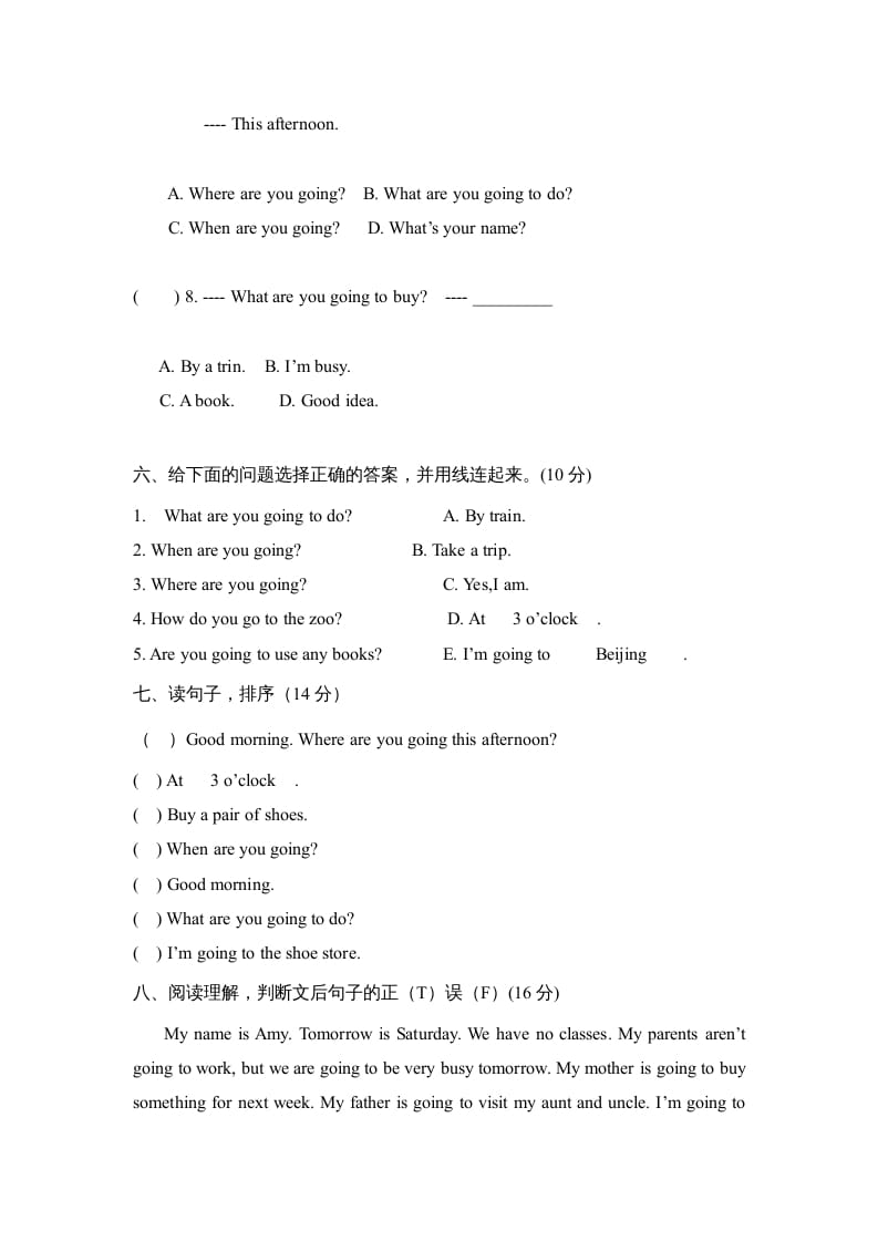 图片[3]-六年级英语上册Unit3Myweekendplan∣人教（PEP）（秋）（人教版PEP）-佑学宝学科网