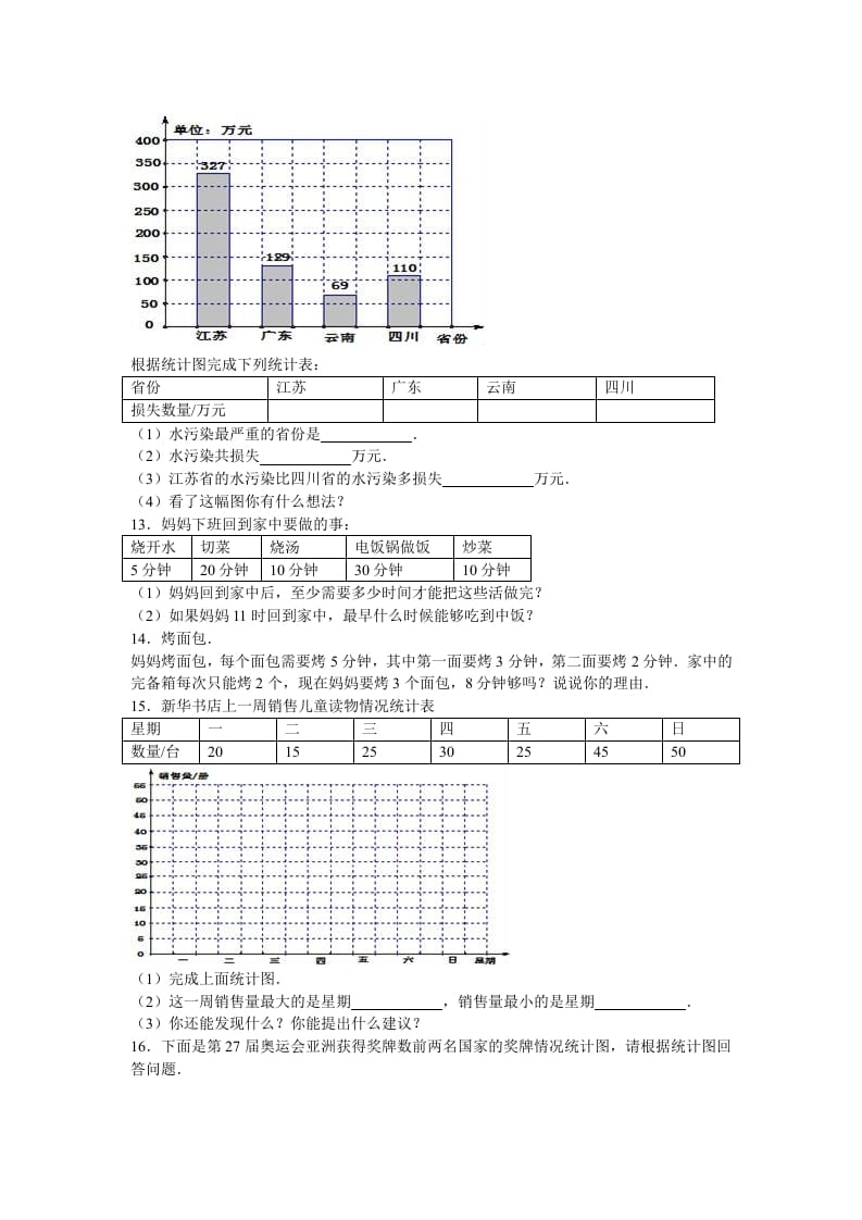 图片[3]-四年级数学上册第7单元测试卷1（人教版）-佑学宝学科网