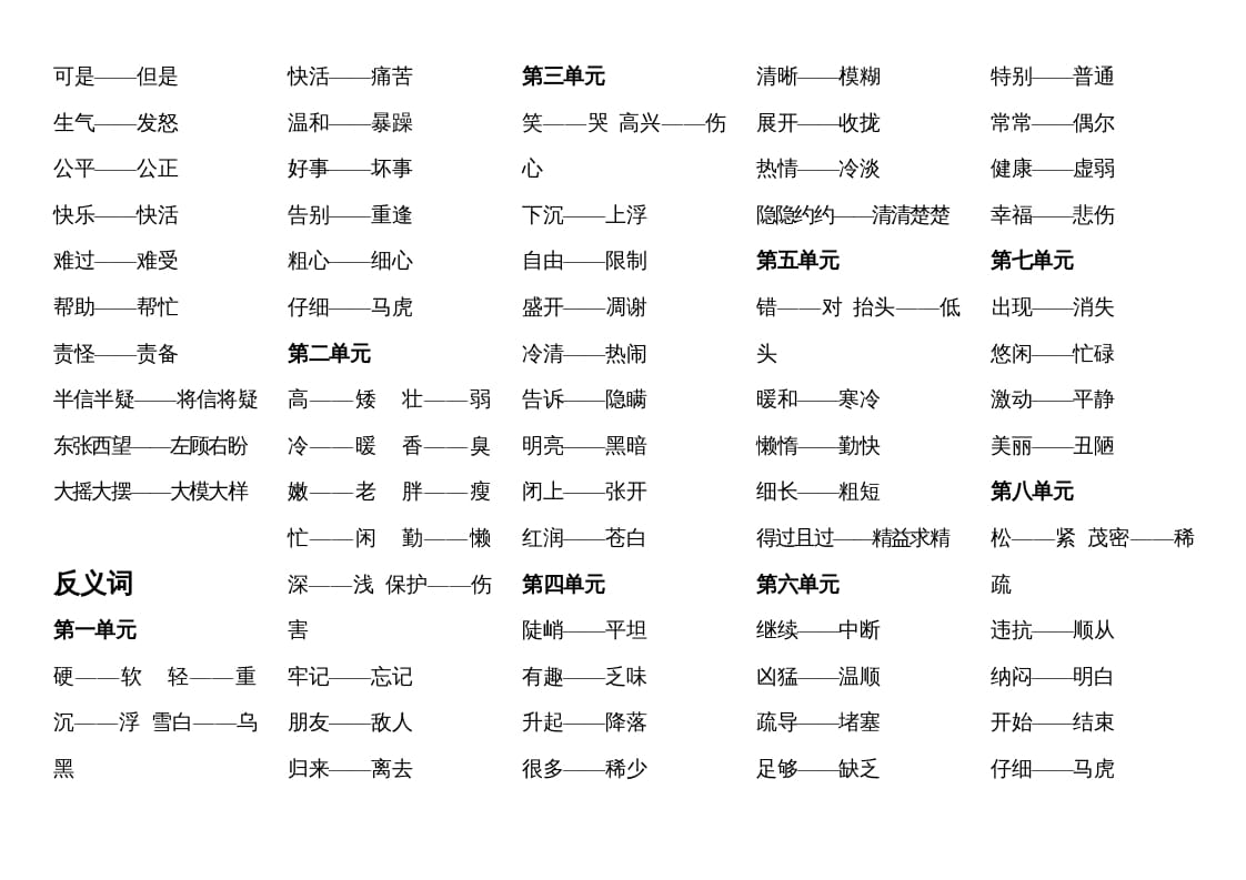 图片[2]-二年级语文上册近反义词汇总（部编）-佑学宝学科网