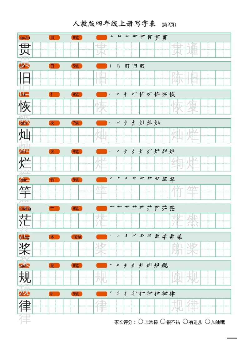图片[2]-四年级语文上册写字表（20页）PDF-佑学宝学科网