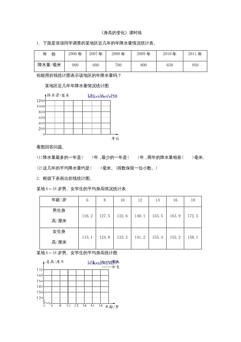 六年级数学上册5.4身高的变化（北师大版）-佑学宝学科网