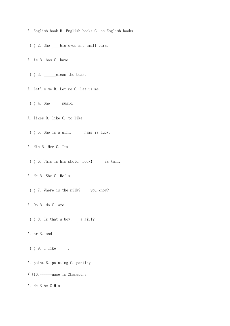 图片[2]-四年级英语上册英语期中测试题（人教版一起点）-佑学宝学科网