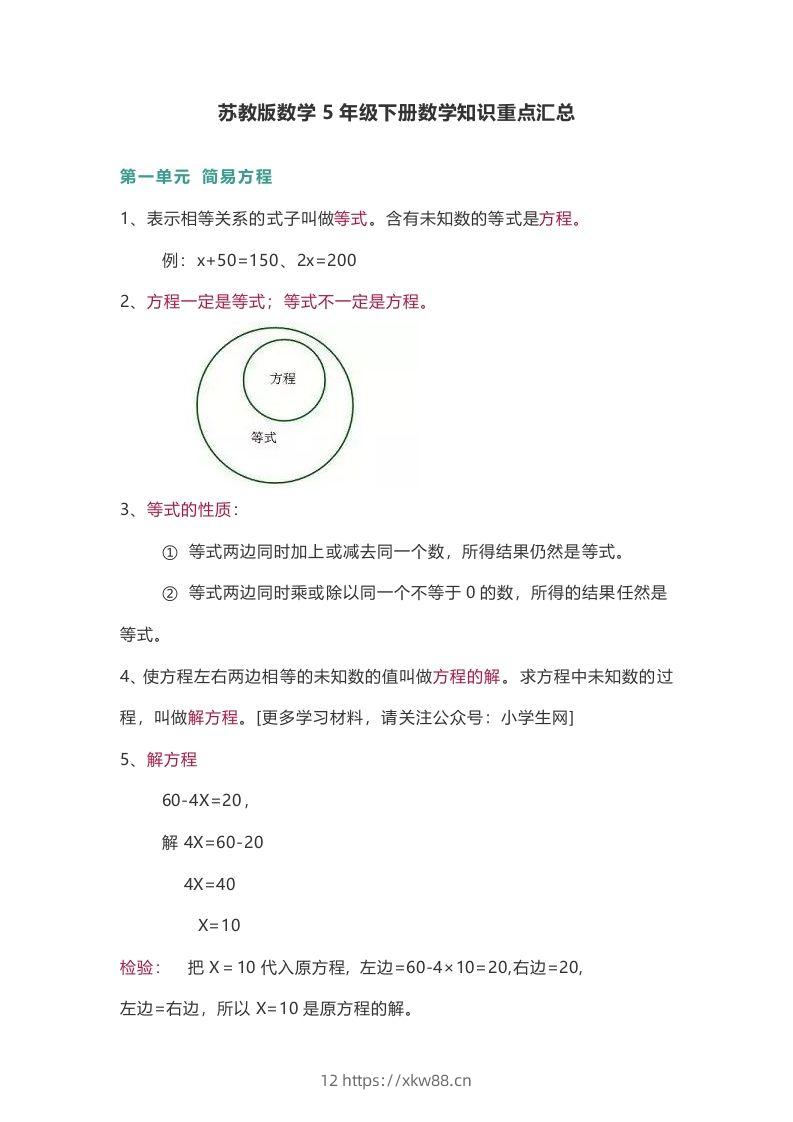 苏教版数学5年级下册数学知识点-佑学宝学科网