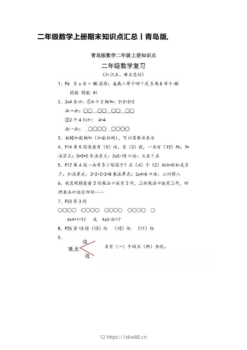 二上青岛版数学重点知识点预习-佑学宝学科网