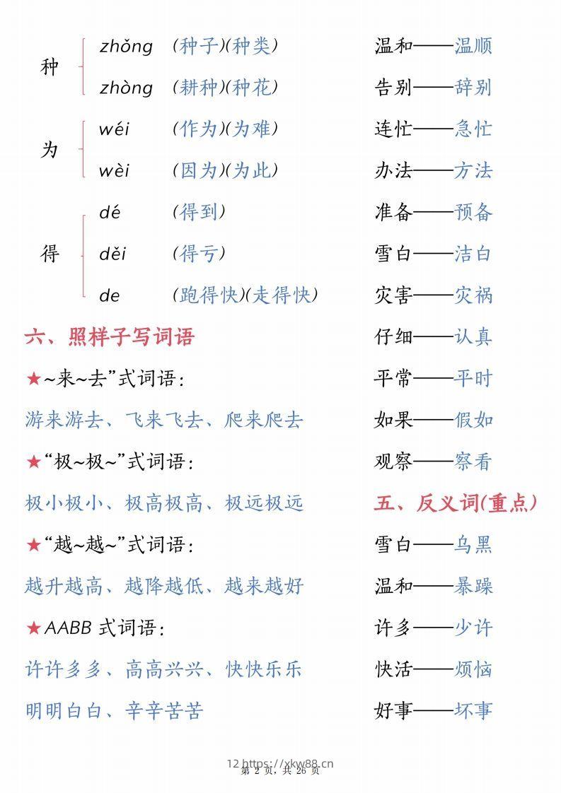 图片[2]-【1-8单元汇总知识要点（26页）】二上语文-佑学宝学科网