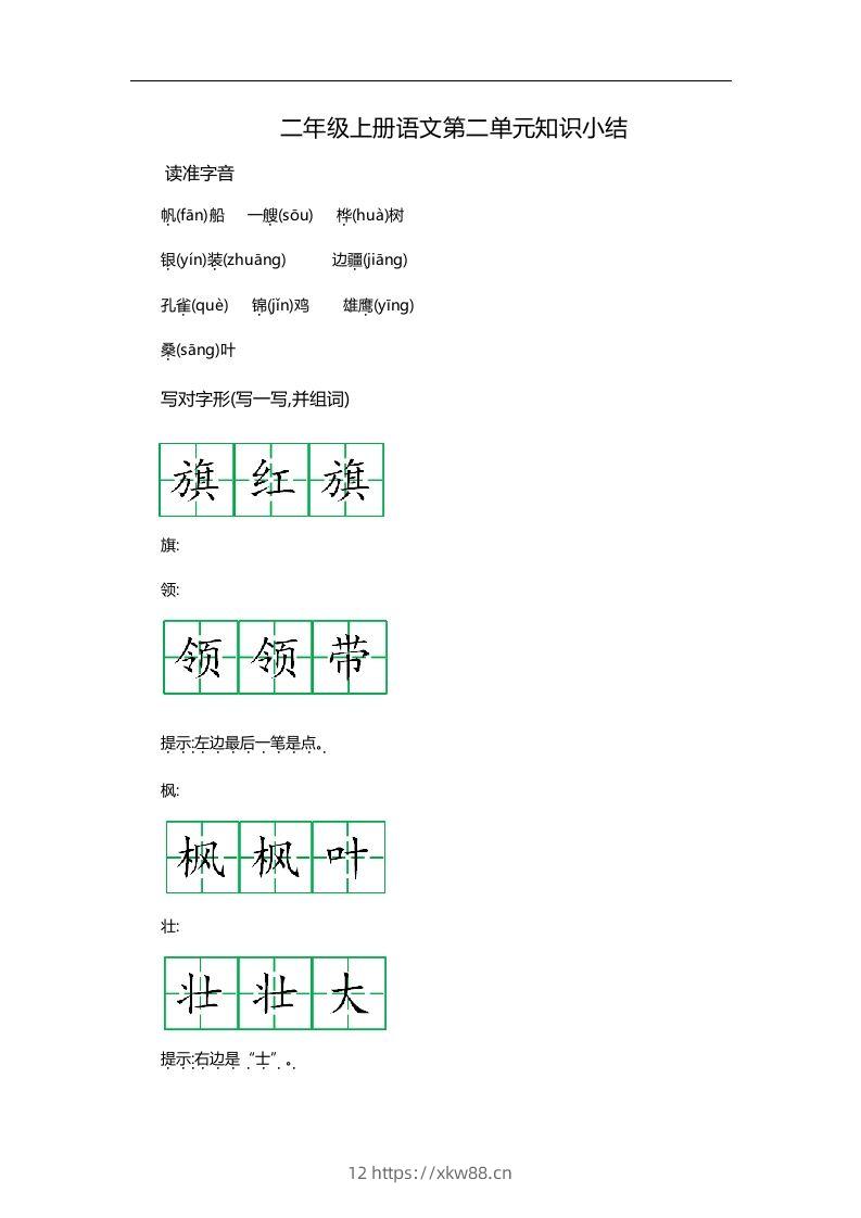 二上语文第二单元知识重点-佑学宝学科网