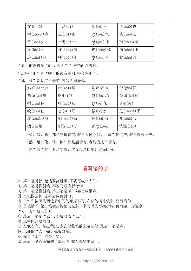 图片[3]-一年级语文下册期末总结—易读（写）错的字-佑学宝学科网