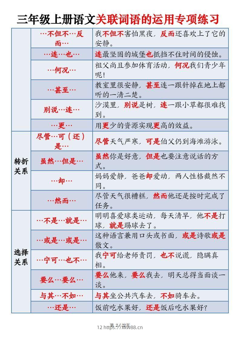 图片[2]-【期末关联词语的运用专项练习】三上语文-佑学宝学科网