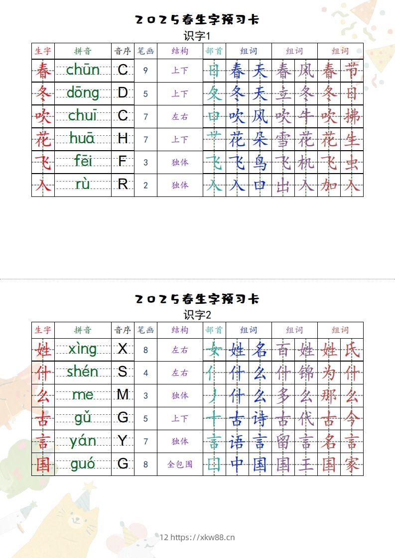 25一下语文【预习卡】-佑学宝学科网