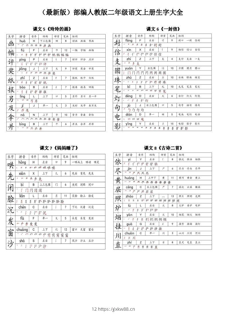 图片[3]-【二上语文】最最最新款二上课本生字大全-佑学宝学科网