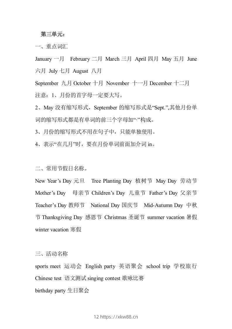 五年级英语下册Unit3单元知识梳理（人教PEP版）-佑学宝学科网