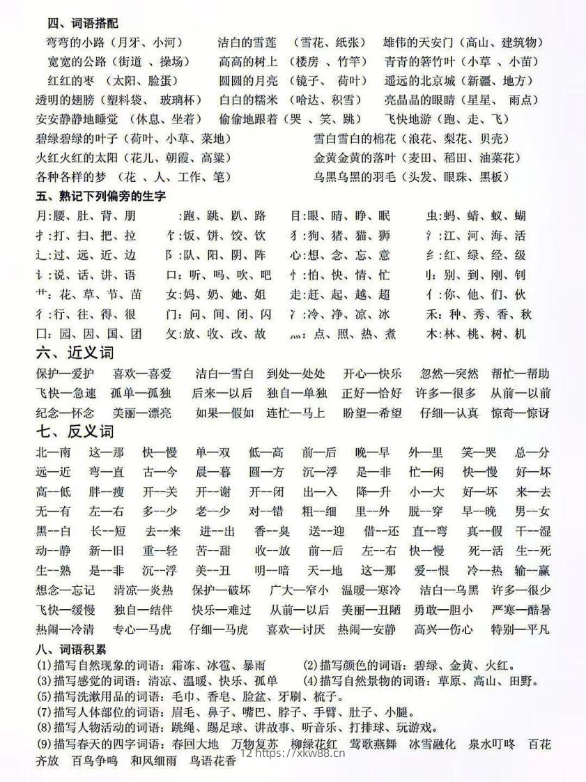 图片[2]-人教版一年级语文下册复习资料-佑学宝学科网