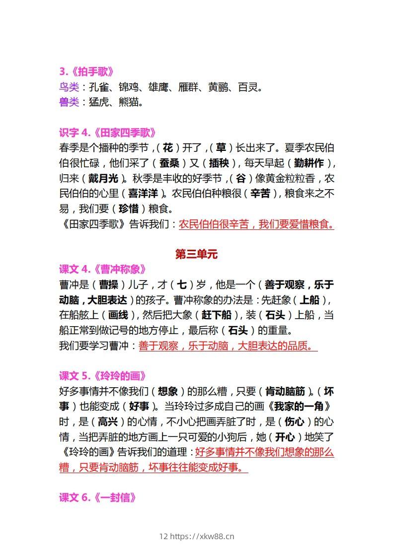 图片[2]-【各课中心思想归纳汇总】二上语文-佑学宝学科网