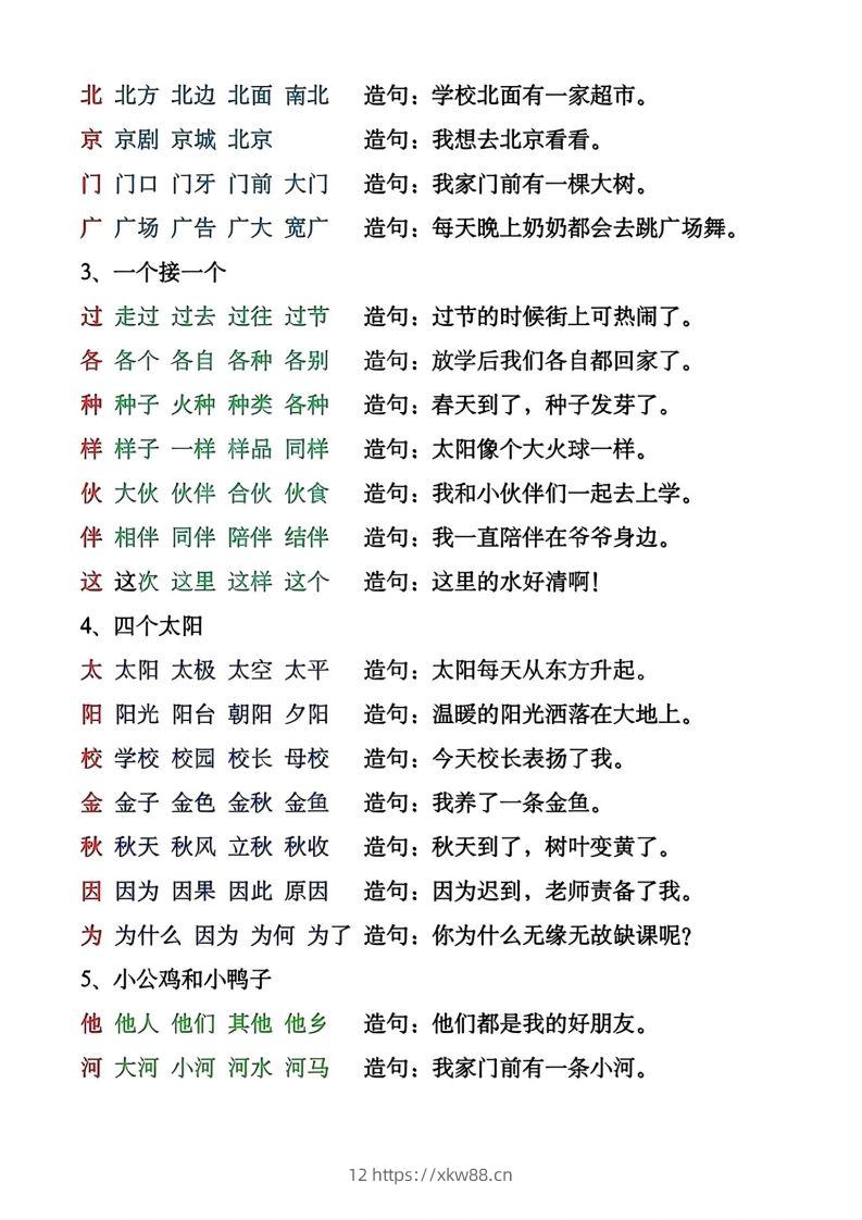图片[3]-一年级下册生字组词造句-佑学宝学科网