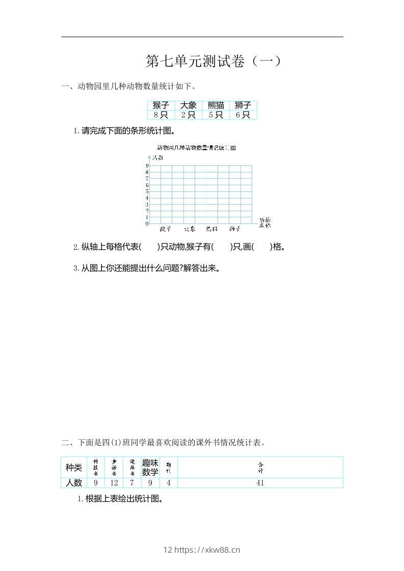 四（上）人教版数学第七单元测试卷.1-佑学宝学科网