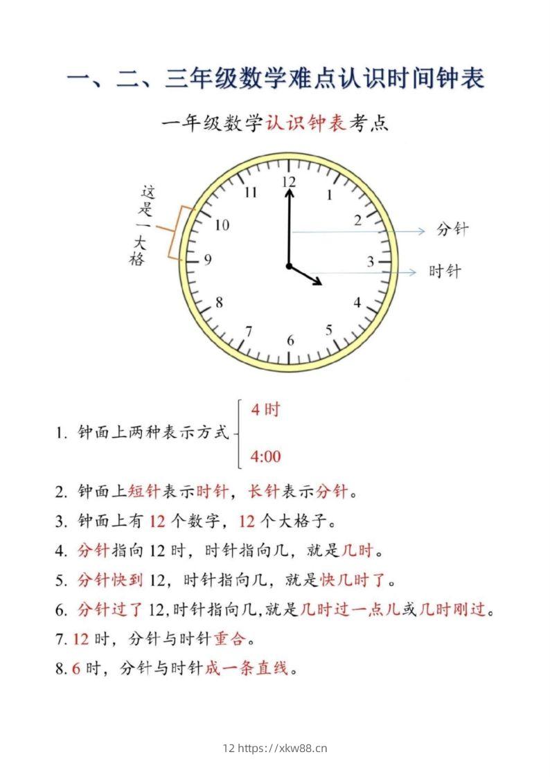 【二上数学】重难点认识时间钟表k-佑学宝学科网