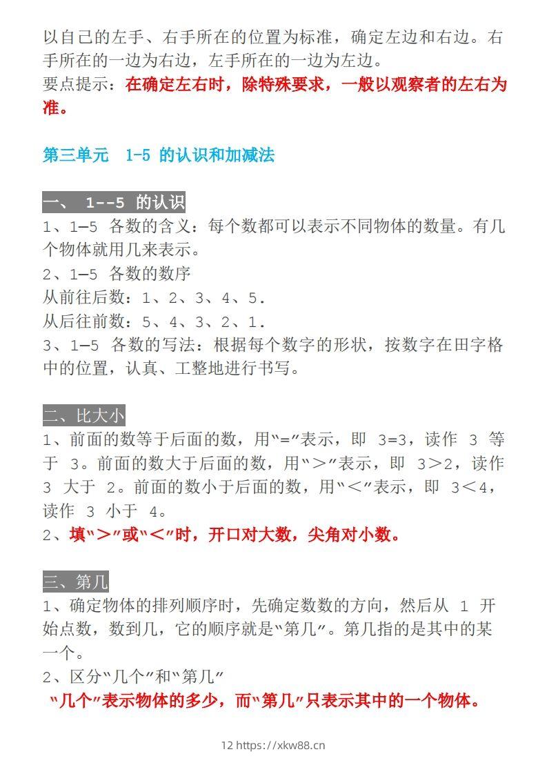 图片[2]-【人教一年级】数学上册必背笔记-佑学宝学科网