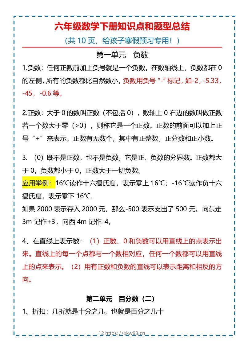 六下数学知识点归纳-佑学宝学科网