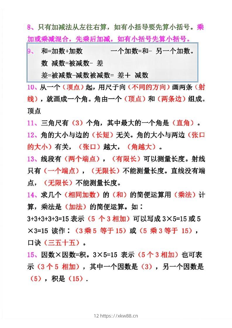 图片[2]-二年级数学上册重点概念汇总-佑学宝学科网