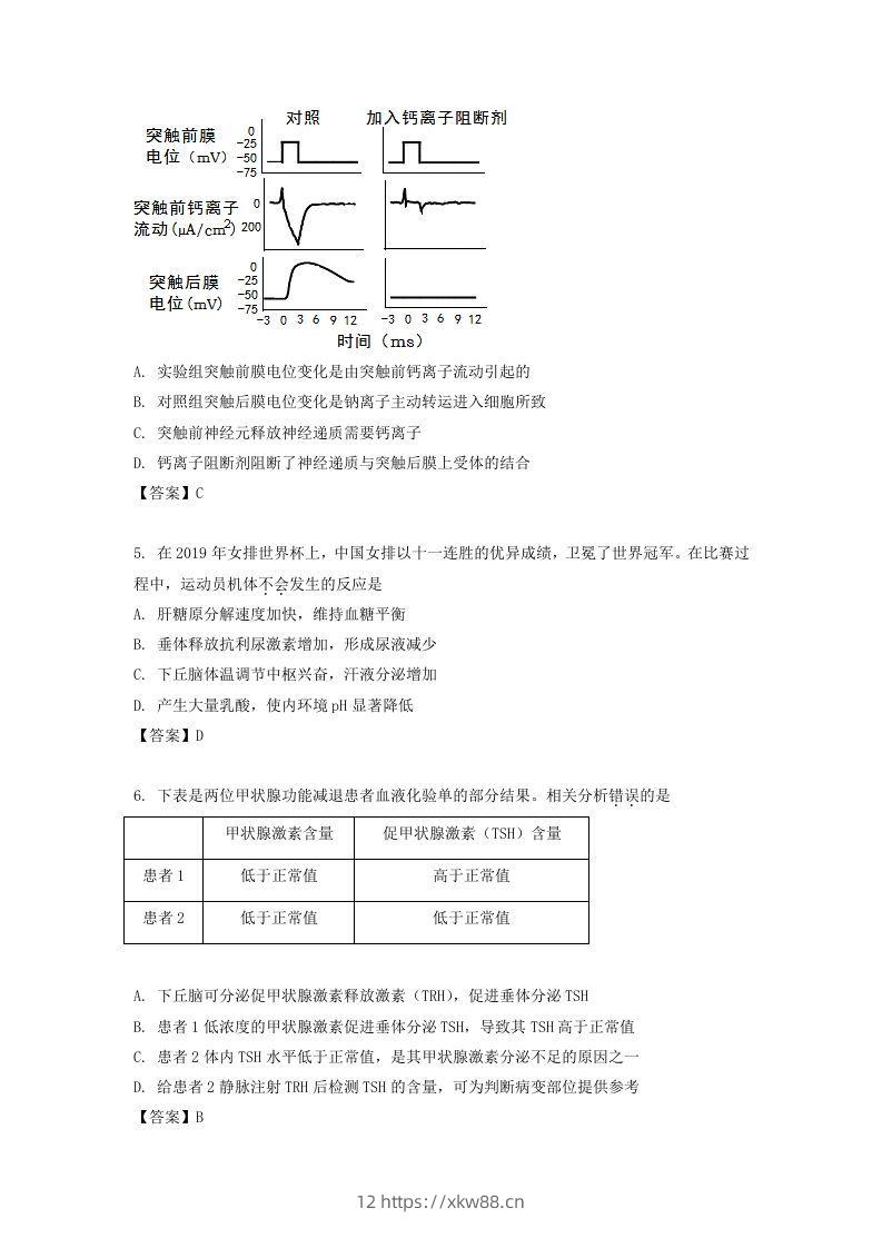 图片[2]-2019-2020年北京市西城区高二生物上学期期末试题及答案(Word版)-佑学宝学科网