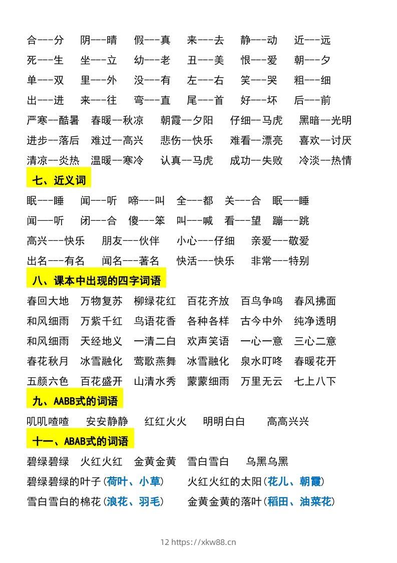 图片[2]-一年级下册语文期末复习考点总结-佑学宝学科网