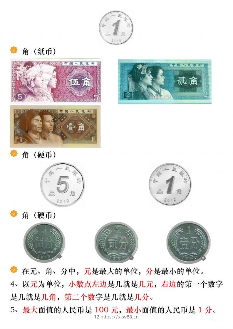 图片[2]-寒假预习一年级数学下册人民币必考知识汇总-佑学宝学科网