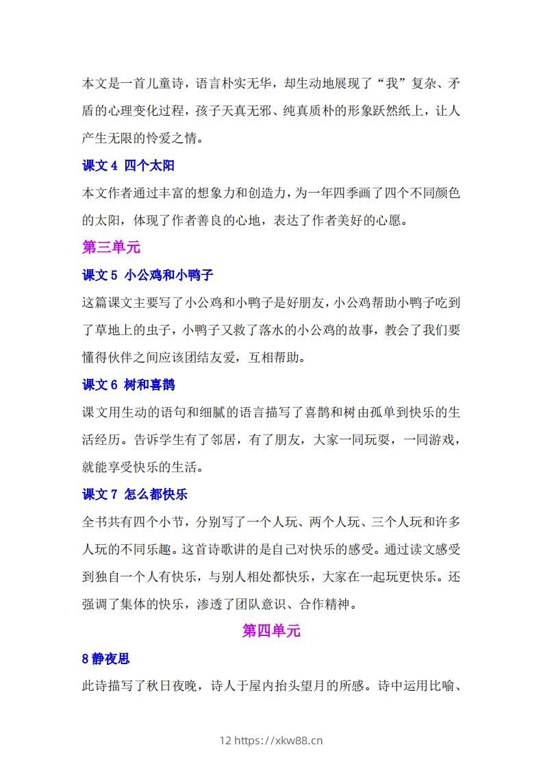 图片[2]-一年级语文下册课文内容中心思想专题归纳汇总-佑学宝学科网