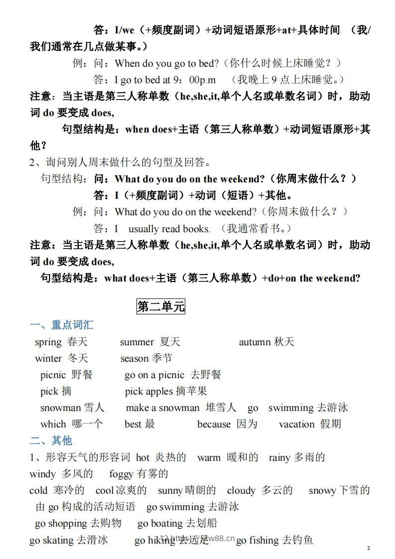 图片[2]-五年级英语下册素材-单词、短语、句型期末重点知识归纳（人教PEP版）-佑学宝学科网