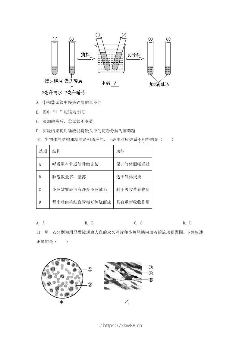图片[3]-2024年吉林长春中考生物试题及答案(Word版)-佑学宝学科网