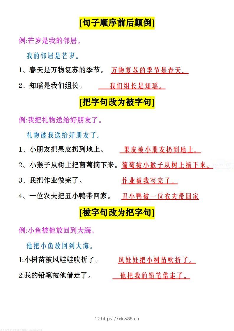 图片[2]-二上语文：句子类型总结-佑学宝学科网