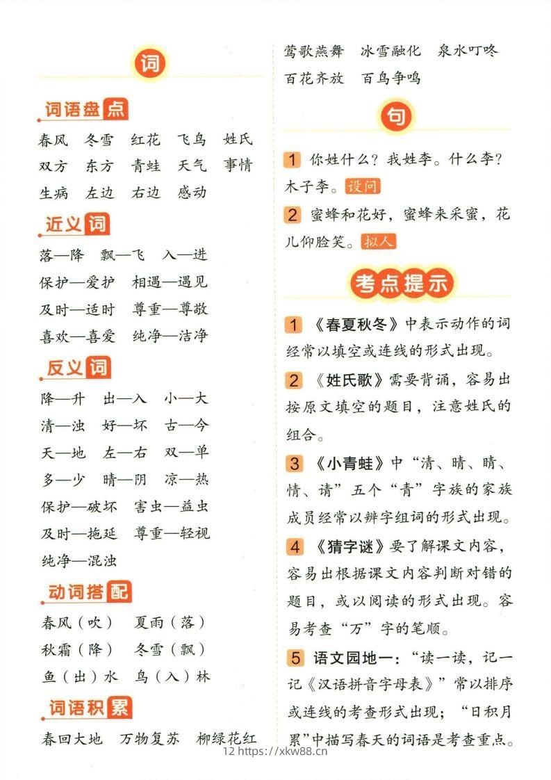 图片[2]-❤一年级下册语文单元总结-佑学宝学科网