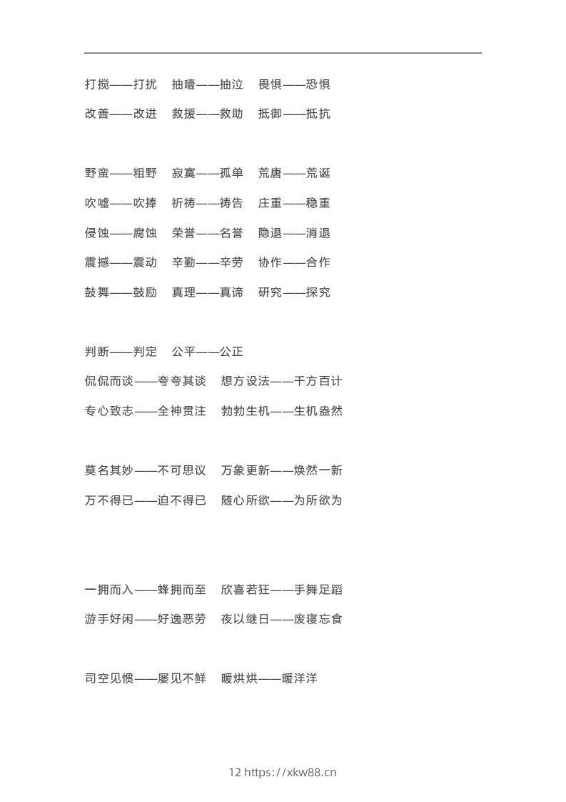 图片[2]-六年级语文下册近义词反义词汇总（部编版）-佑学宝学科网