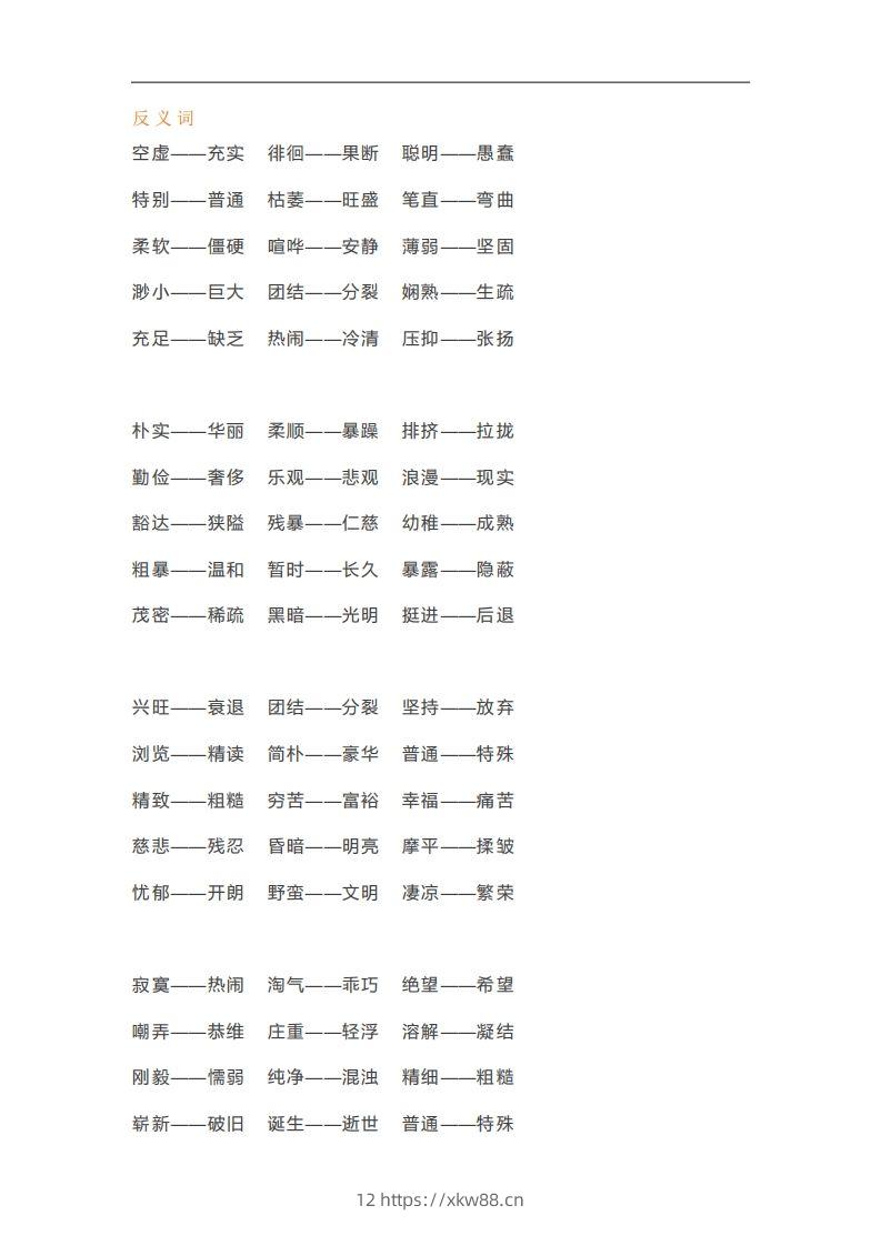 图片[3]-六年级语文下册近义词反义词汇总（部编版）-佑学宝学科网