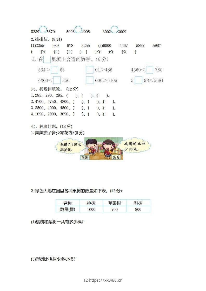图片[2]-二（下）青岛版数学第一单元检测卷.1（54制）-佑学宝学科网